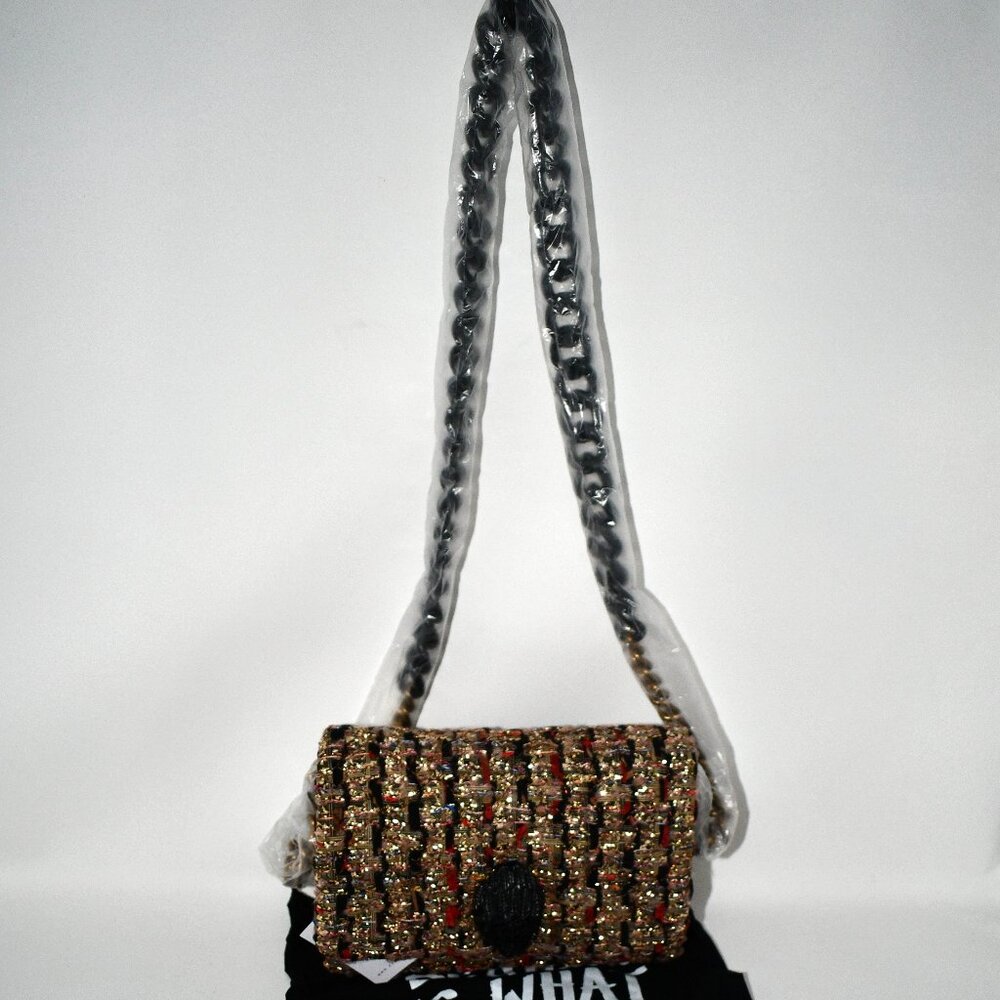Kurt Geiger Multicolor Tweed Chain Crossbody Bag with Gold Hardware